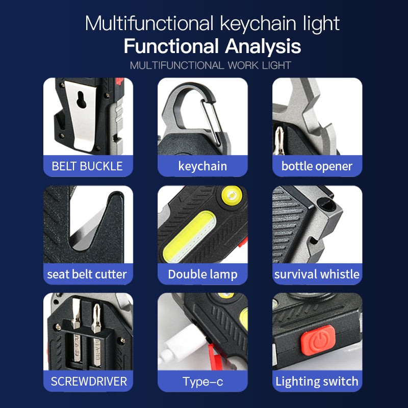 3-in-1 Rechargeable Mini LED Flashlight (Keychain + Emergency + Camping)