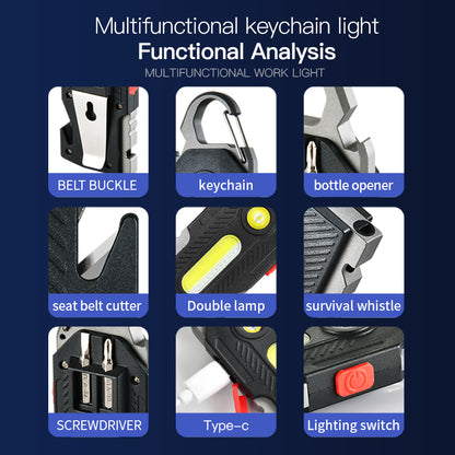 3-in-1 Rechargeable Mini LED Flashlight (Keychain + Emergency + Camping)